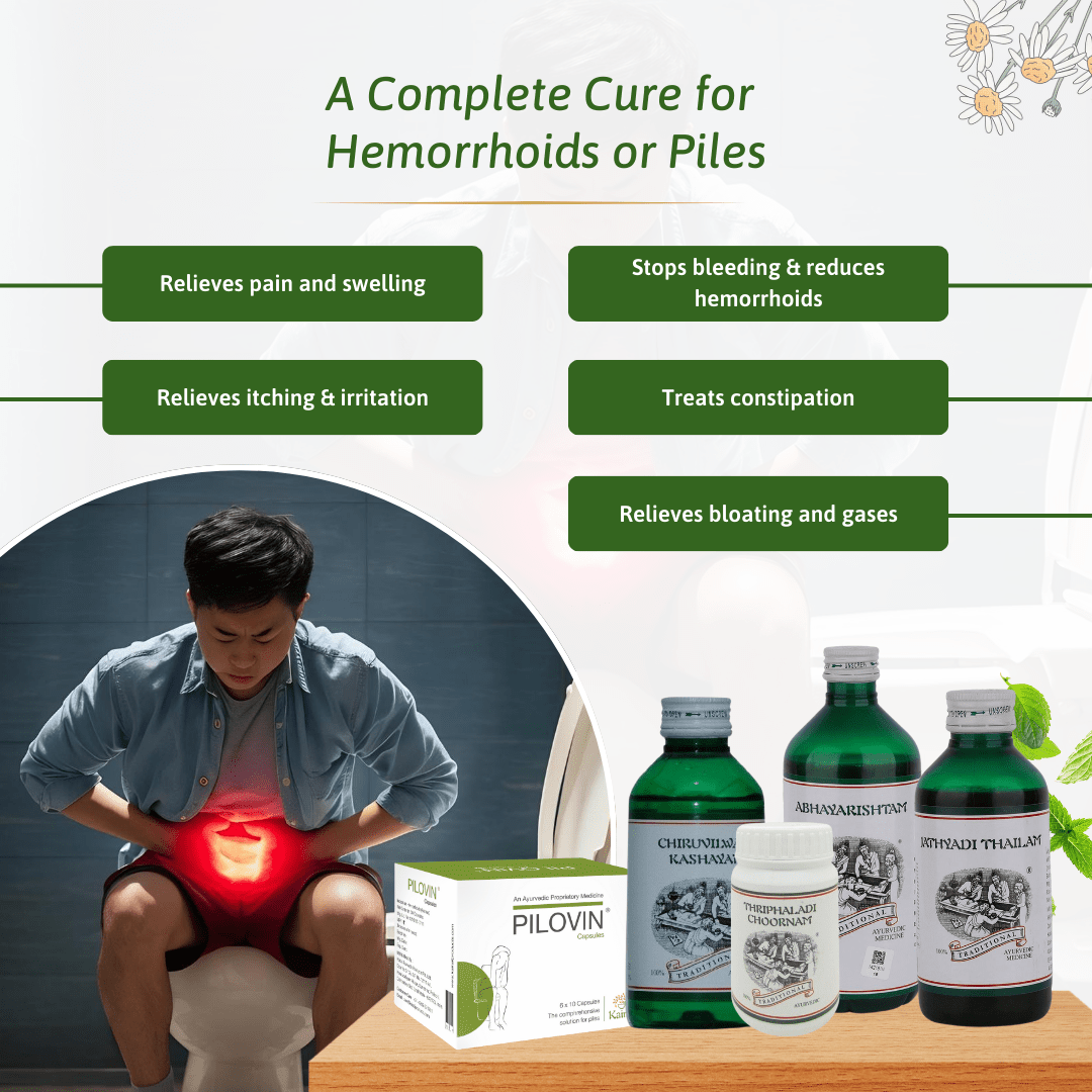 Hemorrhoids & Piles Treatment Kit - Safe & Effective Ayurvedic Solution for Piles Care - Kairali Ayurvedic Products