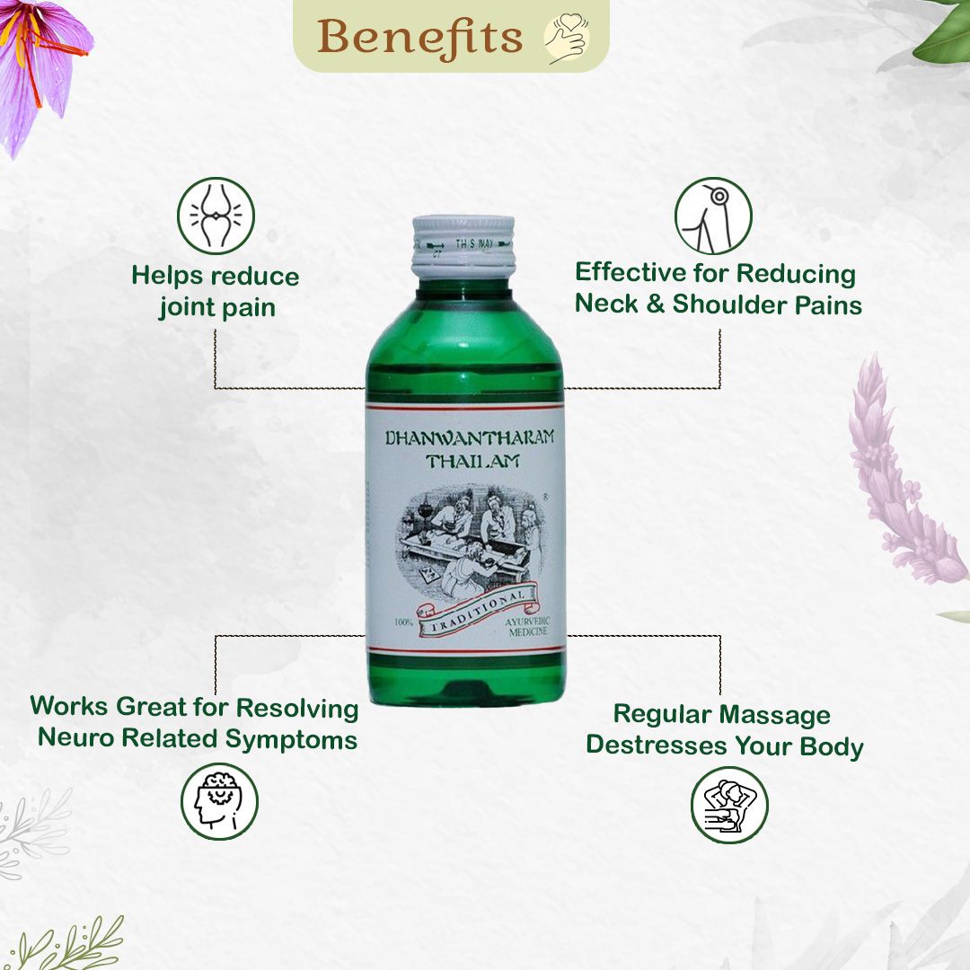 Ayurvedic Therapeutic Oil for Joint Pain, Swelling, Rheumatism & Nervous Disorders - Kairali Ayurvedic Products