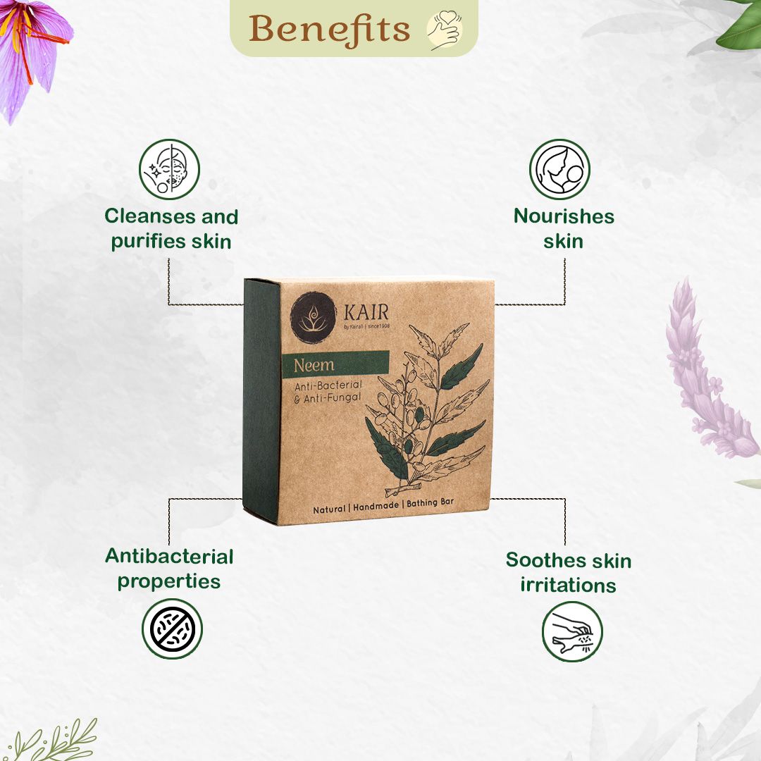 Neem Herbal Soap - Antifungal & Antibacterial Soap for Skin Protection & Skin Problems - Kairali Ayurvedic Products