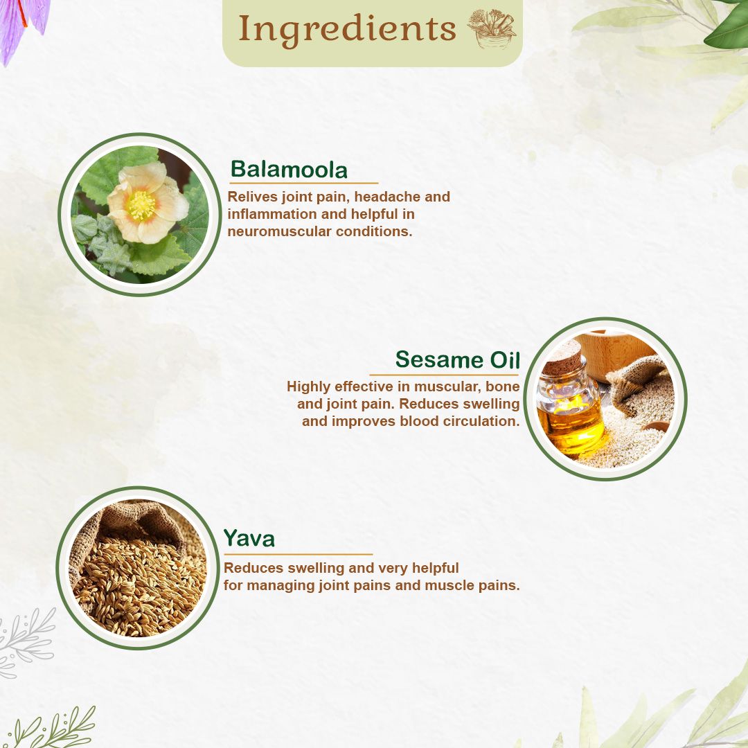 Ayurvedic Therapeutic Oil for Joint Pain, Swelling, Rheumatism & Nervous Disorders - Kairali Ayurvedic Products