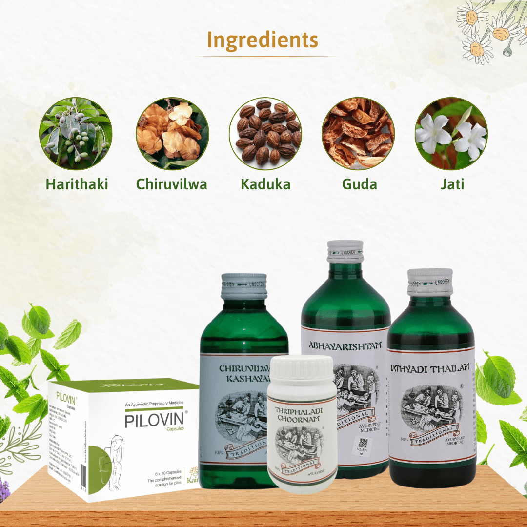 Hemorrhoids & Piles Treatment Kit - Safe & Effective Ayurvedic Solution for Piles Care - Kairali Ayurvedic Products