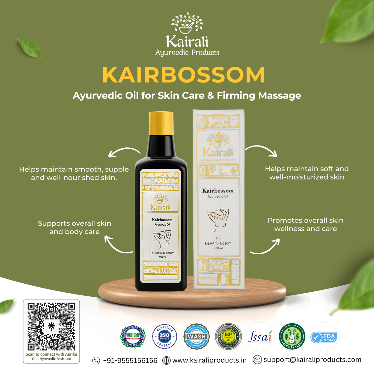 Ayurvedic breast massage oil for smoothing, conditioning & nourishing the breast naturally – Kairbossom - Kairali Ayurvedic Products Private Limited