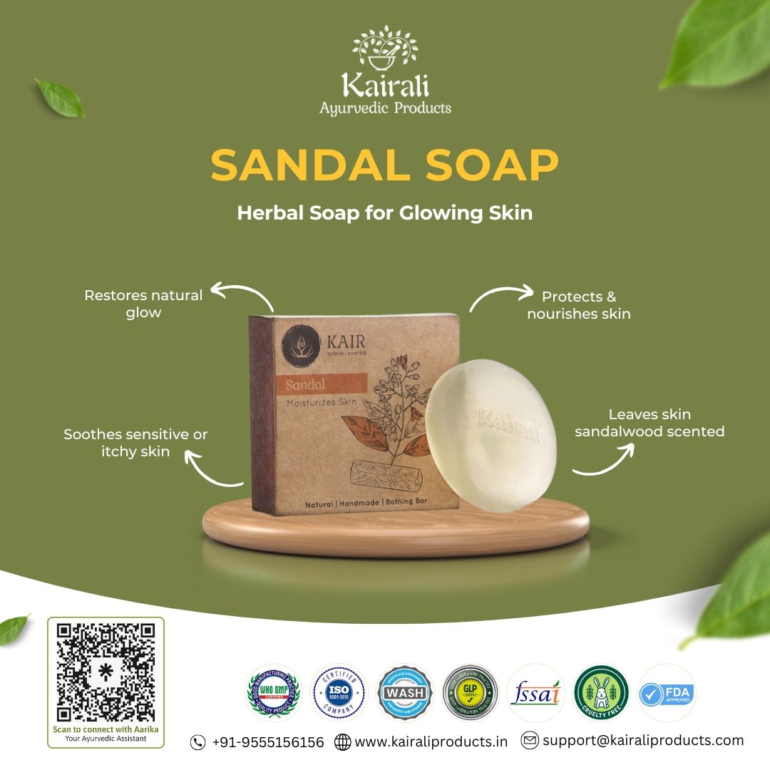 Luxurious Sandal Herbal Soap to Make Skin naturally Radiant, Hydrated & Deeply Moisturized - Kairali Ayurvedic Products