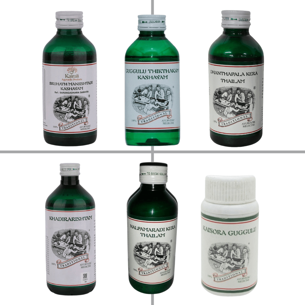 Ayurvedic Psoriasis Treatment Kit - Safe & Effective Solution for Psoriasis & Associated Symptoms - Kairali Ayurvedic Products