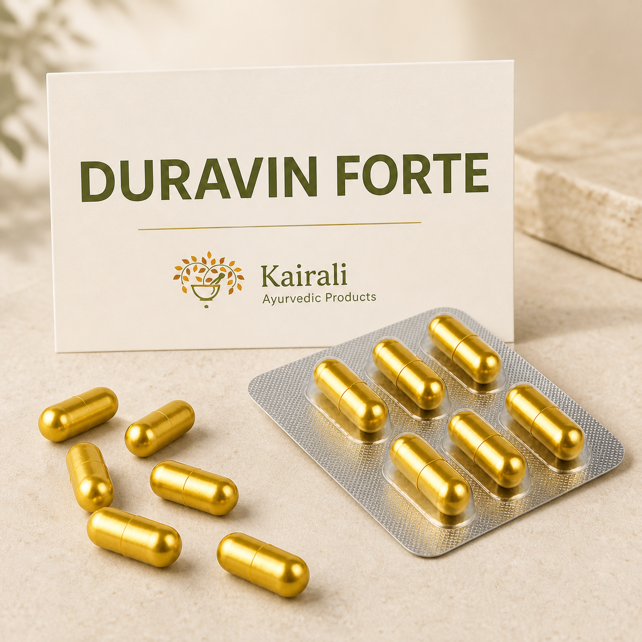 Duravin Forte by Kairali Ayurvedic Products — capsule and blister presentation