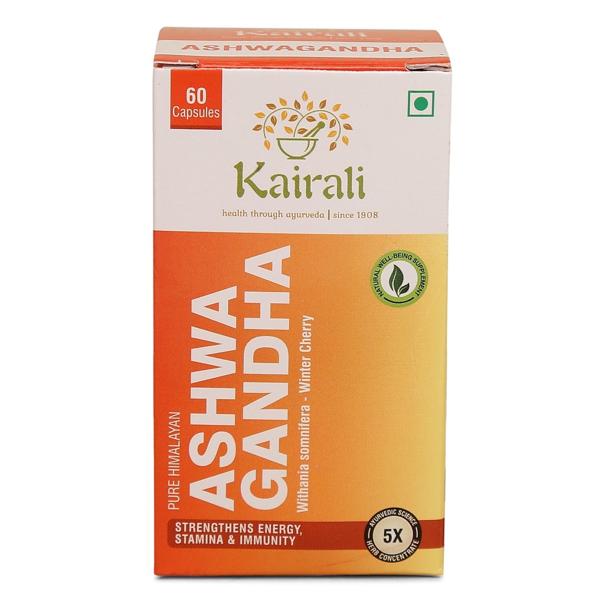 Ashwagandha Capsules 500mg - Herbal Health Supplement for Physical & Mental Strength - Kairali Ayurvedic Products Private Limited